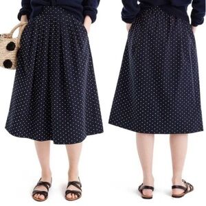 NWT J. Crew Navy Swiss Dot A Line Full Skirt L